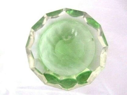 Murano Mandruzzato 25cm 6KG green sommerso diamond cut art glass caviar bowl XXL - Image 8