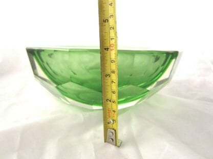 Murano Mandruzzato 25cm 6KG green sommerso diamond cut art glass caviar bowl XXL - Image 9