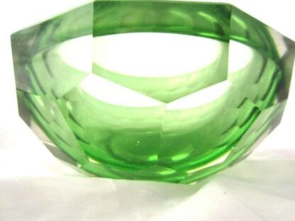 Murano Mandruzzato 25cm 6KG green sommerso diamond cut art glass caviar bowl XXL - Image 10