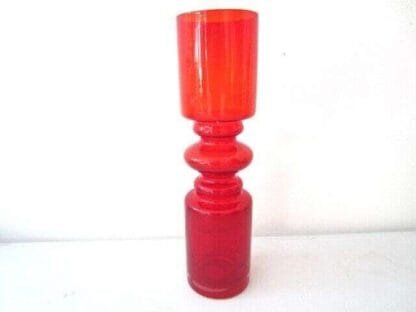 Scandinavian red Cased Hooped Glass 25.5cm tall