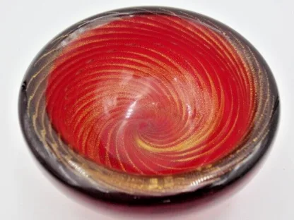 Seguso era Red and 24k gold swirl art glass bowl, Murano, Italy - Image 3