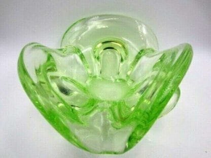 Vibrant Murano art glass fluorescent freeform bowl lime, green & pink c50/60s UV - Image 7