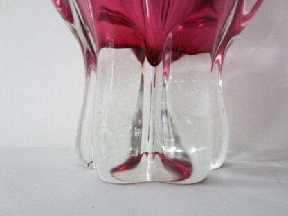 Czech art glass vase Josef Hospodka Chribska pink 1960 rare 32cm large & heavy - Image 10