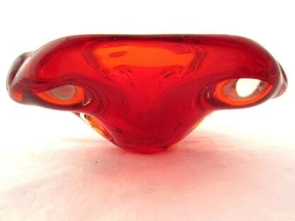 Fire engine red czech sommerso art glass bowl candy dish Skrdlovice Beranek 60s - Image 7