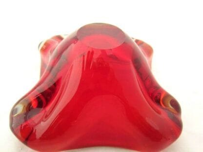 Fire engine red czech sommerso art glass bowl candy dish Skrdlovice Beranek 60s - Image 8