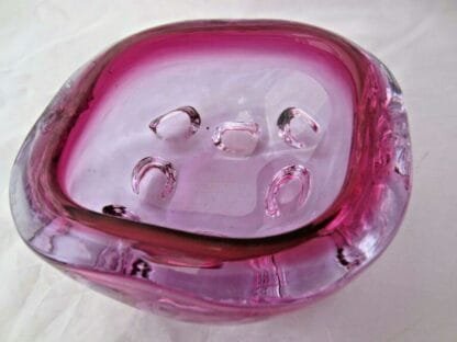 Galliano Ferro Italian Murano pink blue alexandrite sommerso dimple glass bowl - Image 11