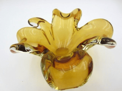 Lucky four leaf clover bowl Murano golden colour sommerso unmarked very 60s - Image 4