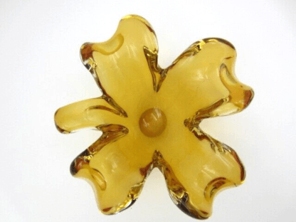 Lucky four leaf clover bowl Murano golden colour sommerso unmarked very 60s - Image 5