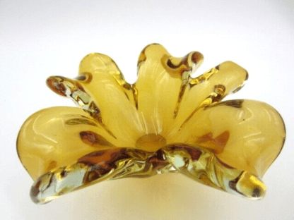 Lucky four leaf clover bowl Murano golden colour sommerso unmarked very 60s - Image 8