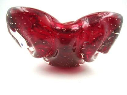 Mid century Murano Sommerso red ribbed bullicante art glass bowl - Image 5