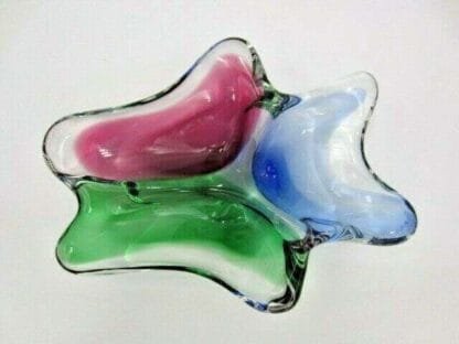 Murano Poli Seguso era freeform blue pink green three section sommerso bowl - Image 4