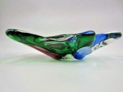 Murano Poli Seguso era freeform blue pink green three section sommerso bowl - Image 5