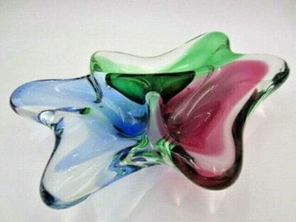 Murano Poli Seguso era freeform blue pink green three section sommerso bowl - Image 7