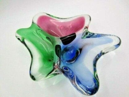 Murano Poli Seguso era freeform blue pink green three section sommerso bowl - Image 8