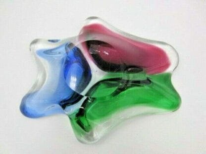 Murano Poli Seguso era freeform blue pink green three section sommerso bowl - Image 9