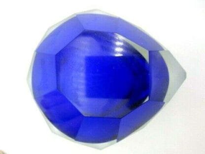 Murano cobalt blue in amber abstract faceted block cut bowl c1960s - Image 9