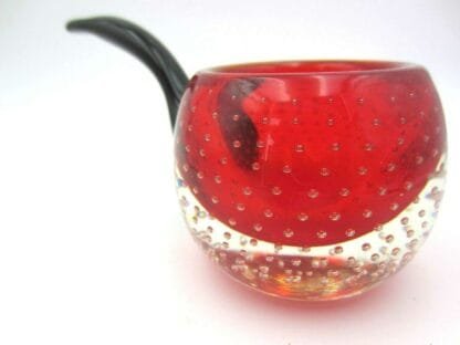 Novelty red art glass controlled bubble bowl in the shape of a Tobacco Pipe - Image 5