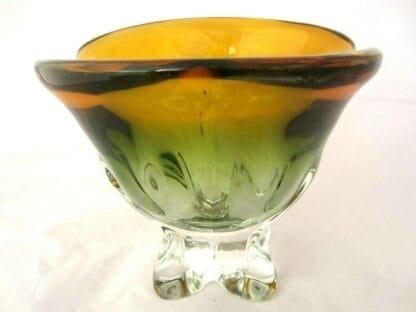 Organic green & orange czech sommerso art glass bowl 70s - Image 3