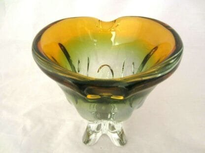 Organic green & orange czech sommerso art glass bowl 70s - Image 4