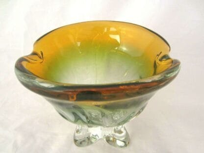 Organic green & orange czech sommerso art glass bowl 70s - Image 5