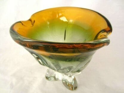 Organic green & orange czech sommerso art glass bowl 70s - Image 6