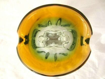 Organic green & orange czech sommerso art glass bowl 70s - Image 8