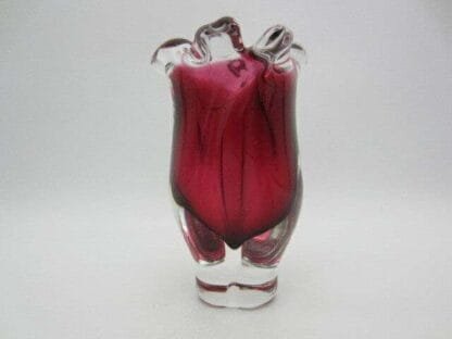 Attractive hand blown Chribska sommerso style pink art glass tulip bud vase - Image 4