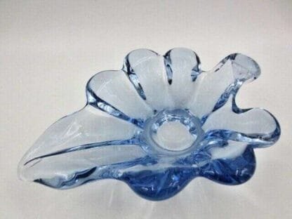 Blue Mid Century art glass leaf shape bowl sommerso Poli seguso era 60’s - Image 5