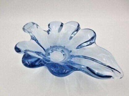 Blue Mid Century art glass leaf shape bowl sommerso Poli seguso era 60’s