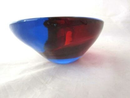 Da Ros Cenedese art glass designer bowl Sommerso blue / red space age Murano - Image 12