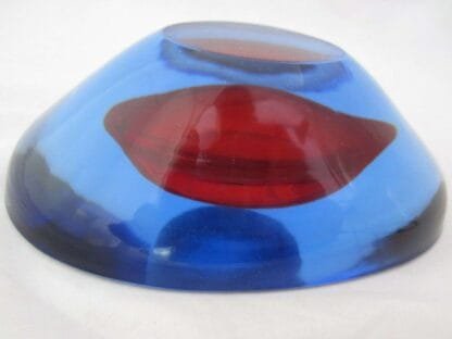 Da Ros Cenedese art glass designer bowl Sommerso blue / red space age Murano - Image 13