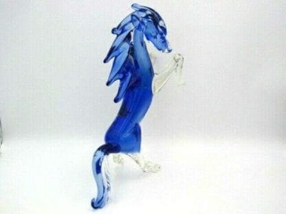 Licio Zanetti Murano dramatic rearing horse sculpture blue sommerso art glass - Image 11