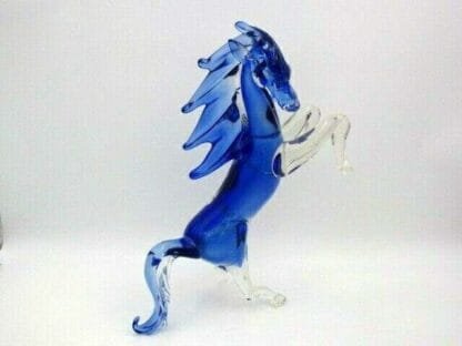 Licio Zanetti Murano dramatic rearing horse sculpture blue sommerso art glass - Image 12