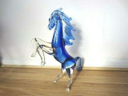 Licio Zanetti Murano dramatic rearing horse sculpture blue sommerso art glass - Image 3