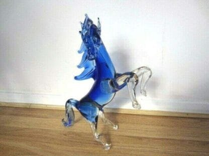 Licio Zanetti Murano dramatic rearing horse sculpture blue sommerso art glass - Image 4