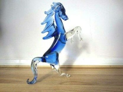 Licio Zanetti Murano dramatic rearing horse sculpture blue sommerso art glass - Image 5