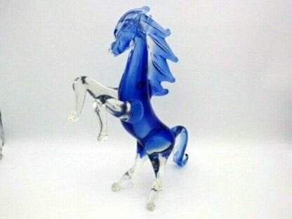 Licio Zanetti Murano dramatic rearing horse sculpture blue sommerso art glass