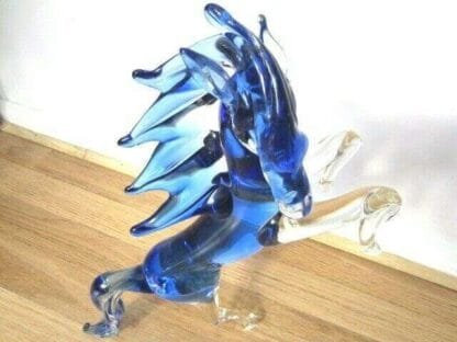 Licio Zanetti Murano dramatic rearing horse sculpture blue sommerso art glass - Image 6