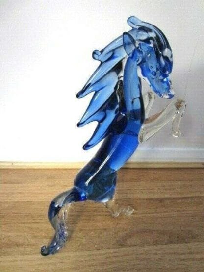 Licio Zanetti Murano dramatic rearing horse sculpture blue sommerso art glass - Image 7