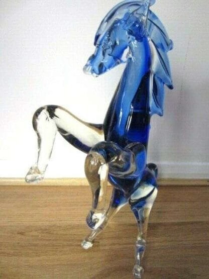 Licio Zanetti Murano dramatic rearing horse sculpture blue sommerso art glass - Image 8