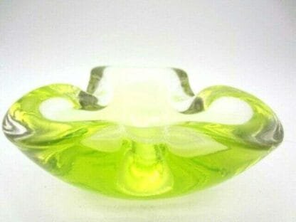 Mid Century Murano Sommerso bright yellow and UV Biomorphic Art Glass Bowl Dish - Image 3