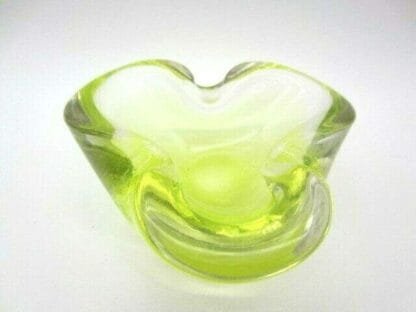 Mid Century Murano Sommerso bright yellow and UV Biomorphic Art Glass Bowl Dish - Image 5