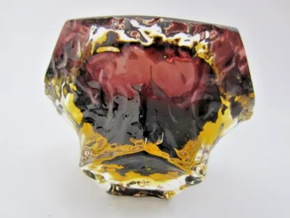 Murano plum in amber Sommerso Mandruzzato Faceted/Textured Art Glass Bowl 60/70s - Image 7