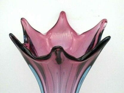 Murano vase Poli Seguso era shades of purple and blue sommerso in clear glass - Image 3