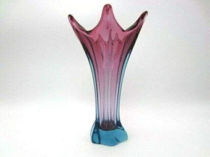 Murano vase Poli Seguso era shades of purple and blue sommerso in clear glass - Image 6