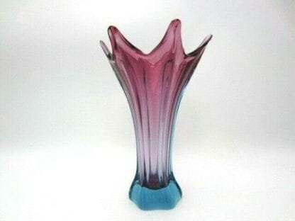 Murano vase Poli Seguso era shades of purple and blue sommerso in clear glass - Image 7