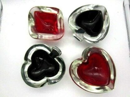 PLAYING CARD Suit bowls Poker Bridge 60's RARE Murano set of 4 art glass bowls - Image 4