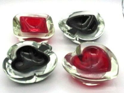 PLAYING CARD Suit bowls Poker Bridge 60's RARE Murano set of 4 art glass bowls