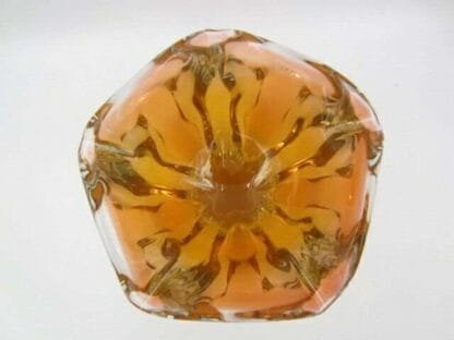 Five sided orange sommerso freeform art glass chribska bowl - Image 5