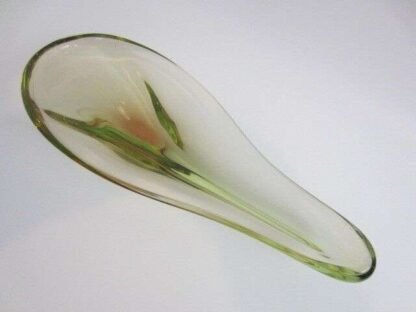 Large teardrop fruit bowl trinket dish pinks greens 60s handmade Czech or Murano - Image 6